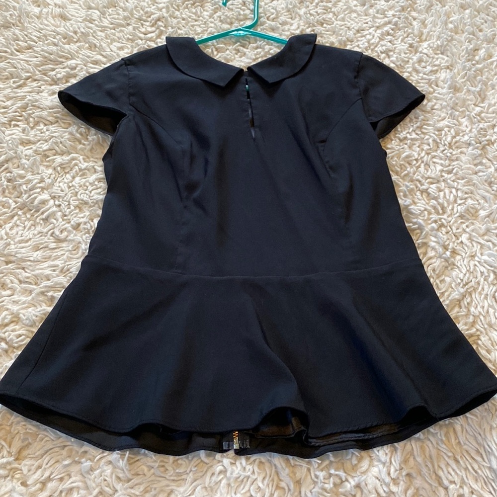 Black peplum dress shirt